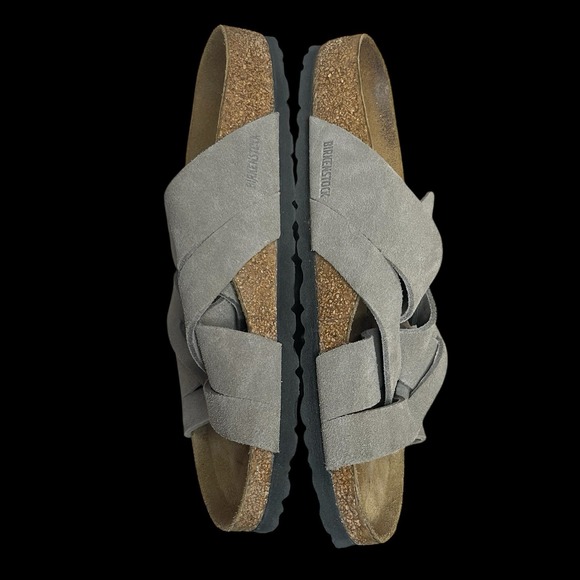 Birkenstock Lugano Suede Strappy Taupe Sandals  Womens 10 (41) Soft Footbed - Picture 5 of 7